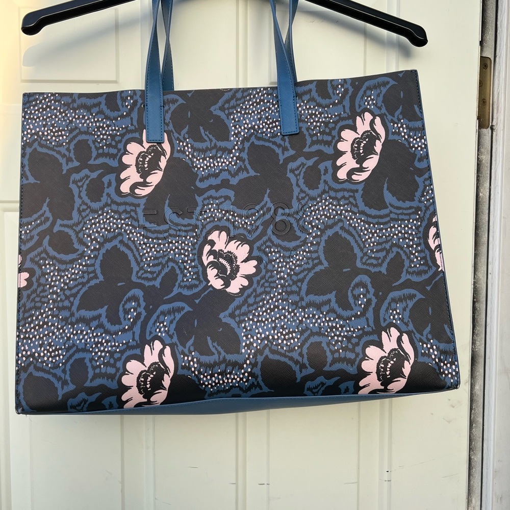 Floral Patterned Tote Bag - Blue and Pink